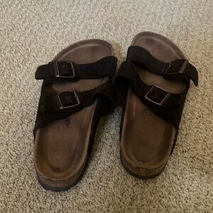Birkenstock dark brown suede sandals size 36 womens